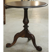 Dark Finish Pedestal Accent Table