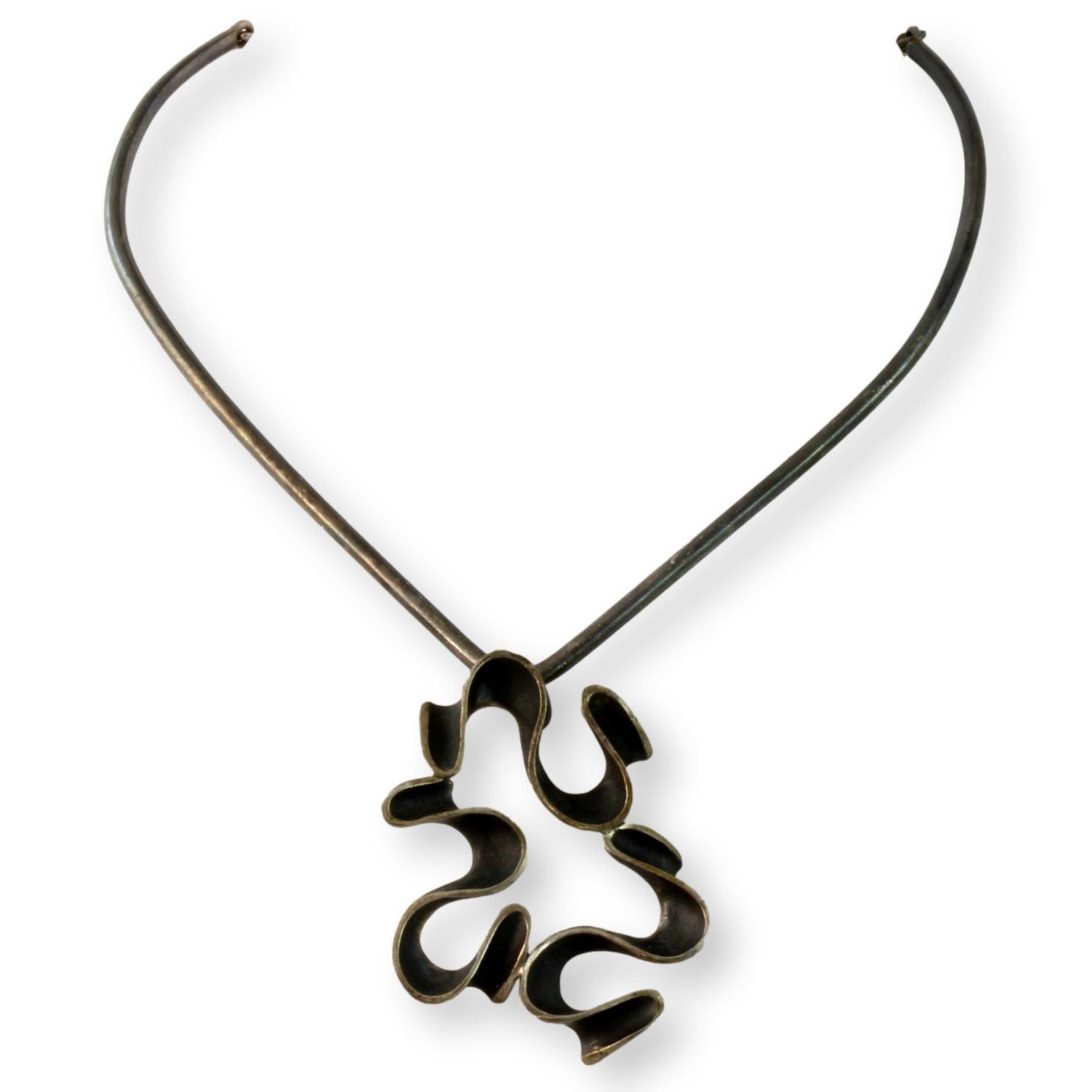Modernist Sterling Silver Ebonized Folding Choker – Upscale
