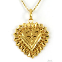 22K Gold Diamond Cut Heart Pendant & 14K Gold Chain Neclace