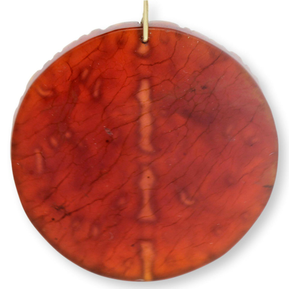 Natural Red Serpentine Dragon & Phoenix Pendant