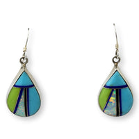 Sterling Silver Turquoise Gaspeite Opal Lapis Onyx Earrings