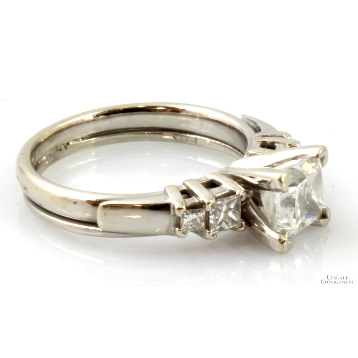 1.41ctw Princess Cut Diamond Wedding Set - 1.01ct Solitaire Diamond