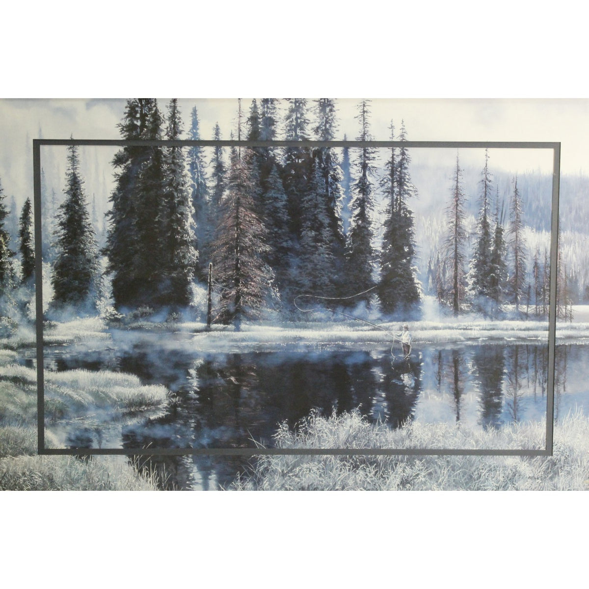 Framed Fly Fisherman Landscape Print
