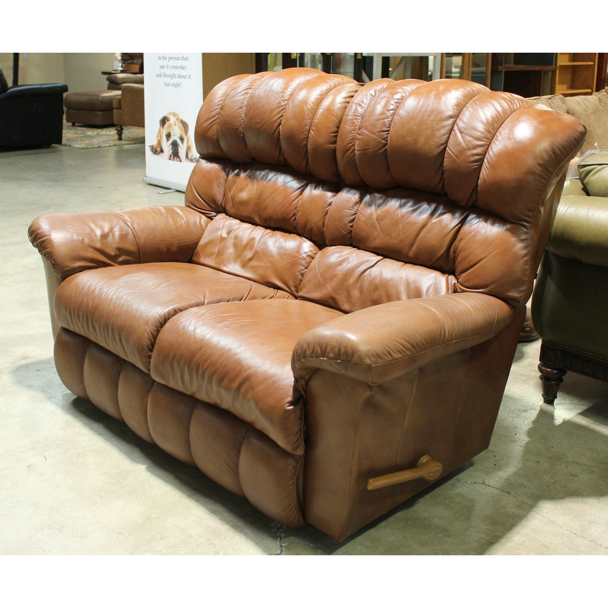 La-Z-Boy Caramel Leather Dual Reclining Loveseat