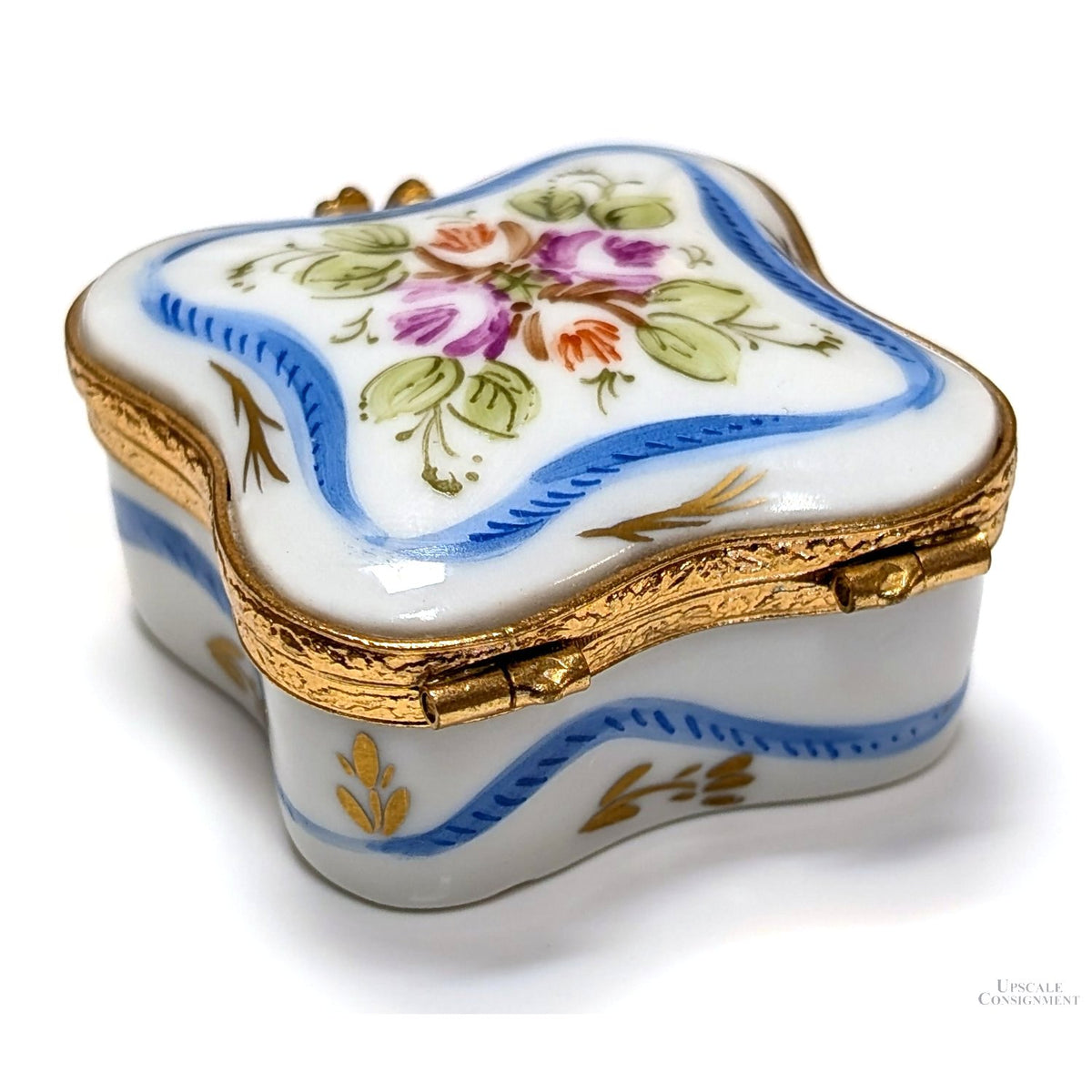 Limoges Square Hand-Painted Trinket Box