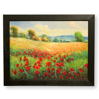 Framed Original Oil Red Flower Landscape