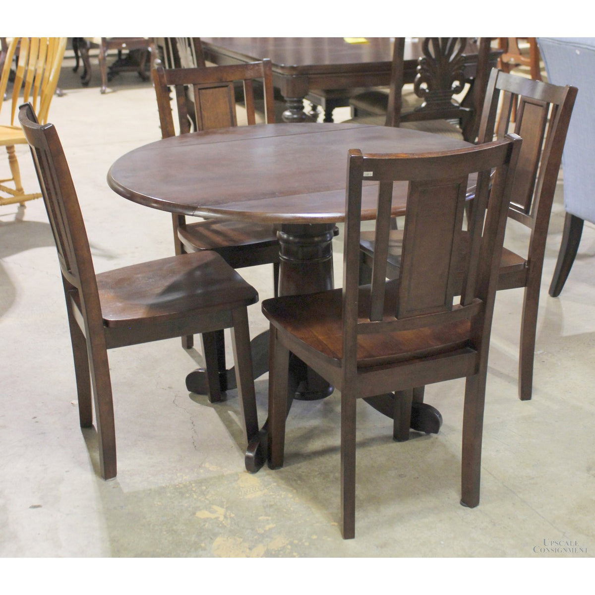 Dark Wood Drop Leaf Dinette Table w/4 Chairs