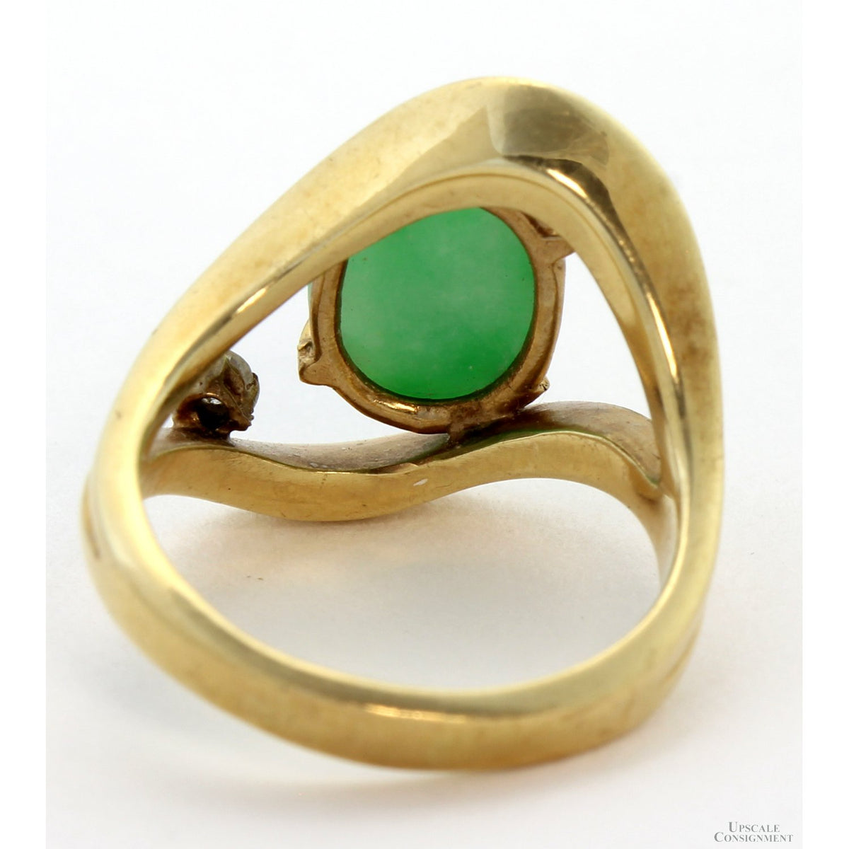 2.66ct Green Jadeite Jade & .12ctw Diamond 14K Gold Ring