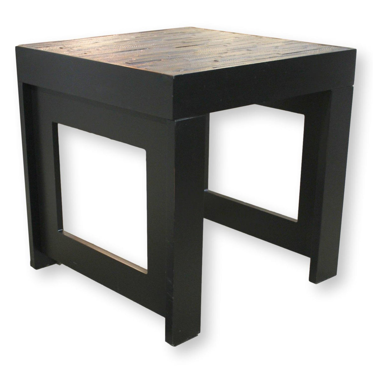 Faux Wood Strip Square End Table