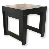 Faux Wood Strip Square End Table