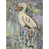 Framed Retouched Print - Blue Background White Egret