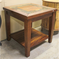 Rustic Slate Top End Table