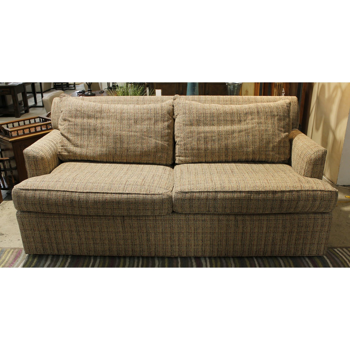 Ethan Allen Mixed Tweed Tan Sofa
