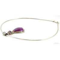 Sugilite & Amethyst Sterling Silver Pendant w/Omega Chain