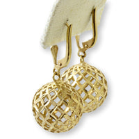 Italian 14K Yellow Gold Diamond-Cut Openwork Globe Drop Earrings