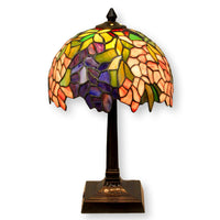 Tiffany Style Pink & Blue Wisteria Petal Table Lamp