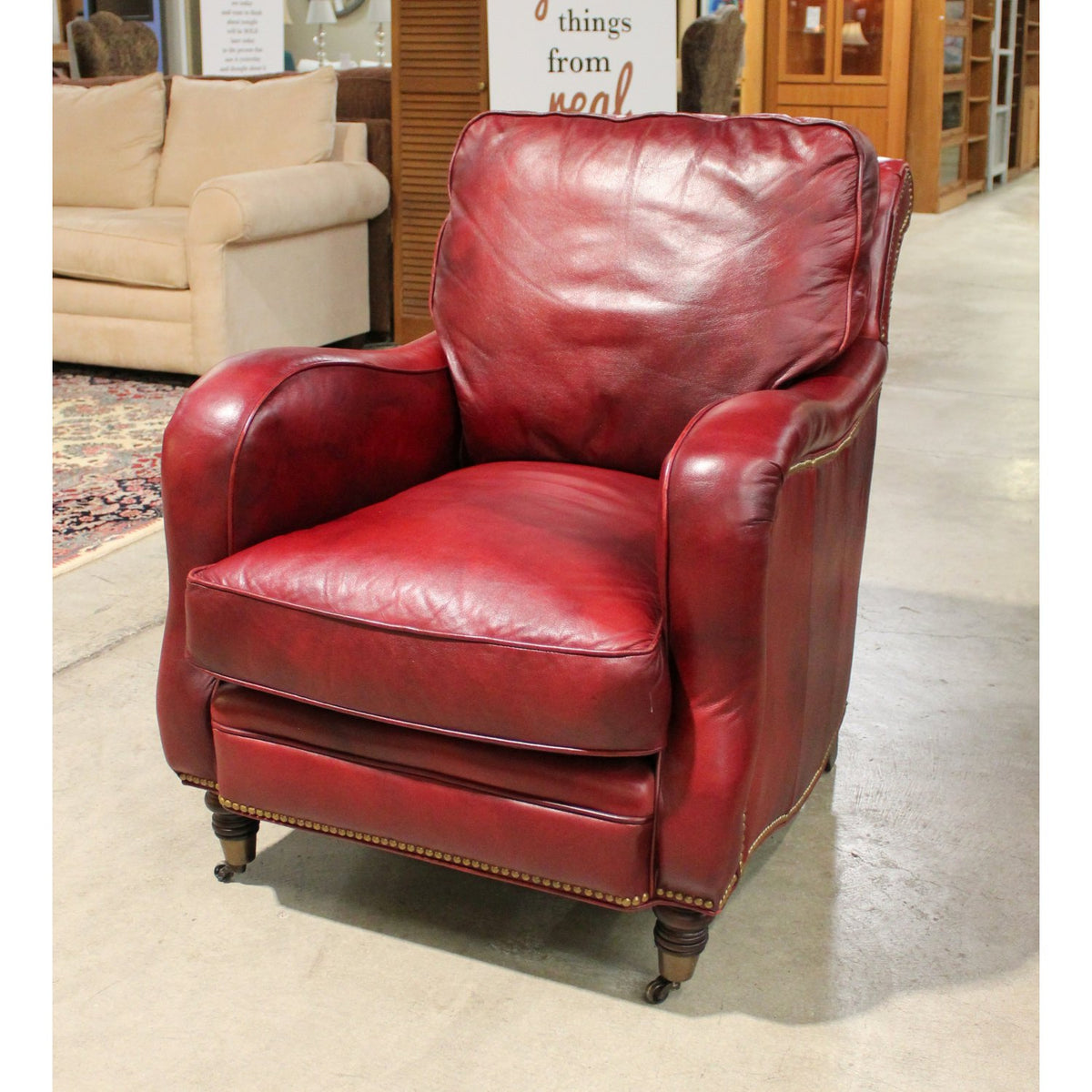 Sam Moore Red Leather Accent Chair