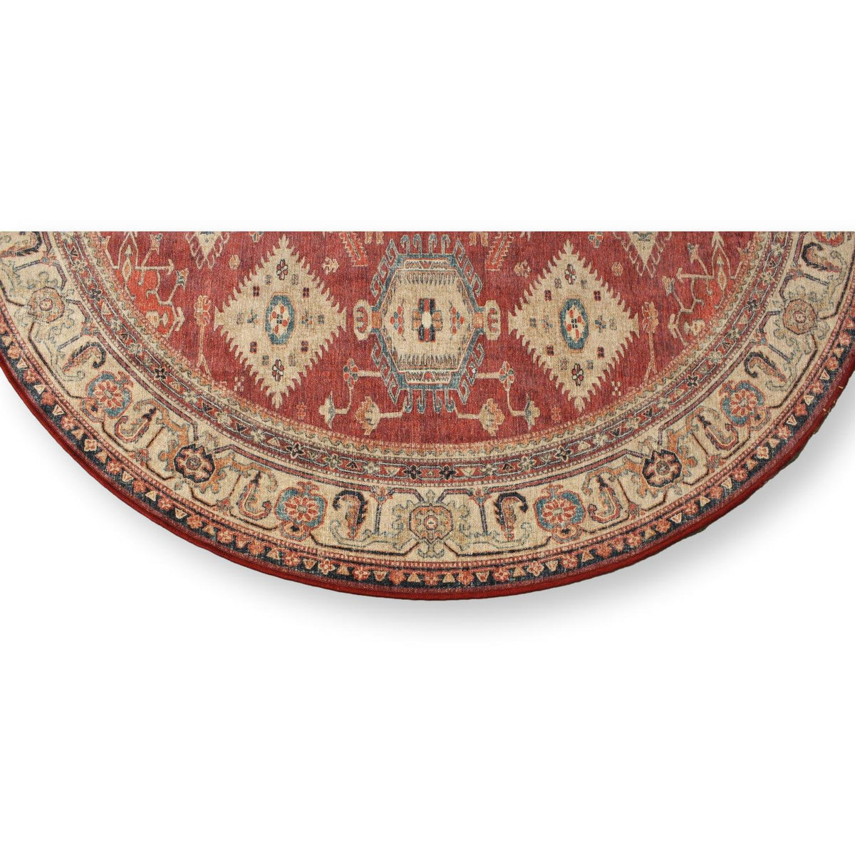 Ruggable 5' 11'' Round Red Area Rug w/Pad