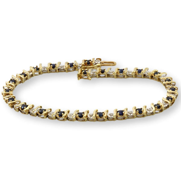 2.64ctw Sapphire & Diamond 14K Gold S-Link Bracelet