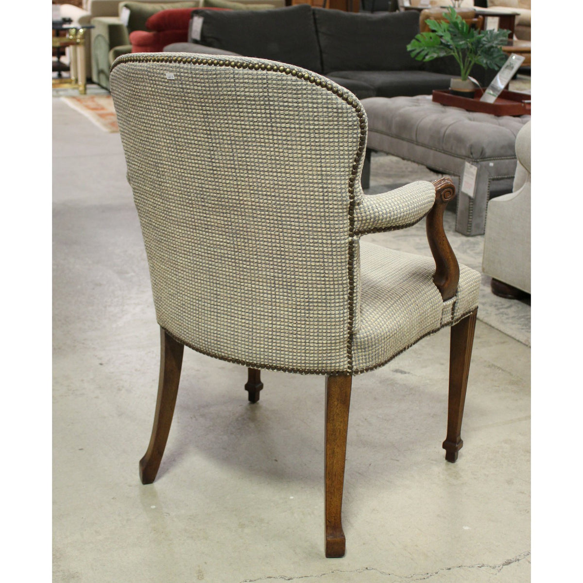 Baker Furniture Cream & Gray Tweed Armchair