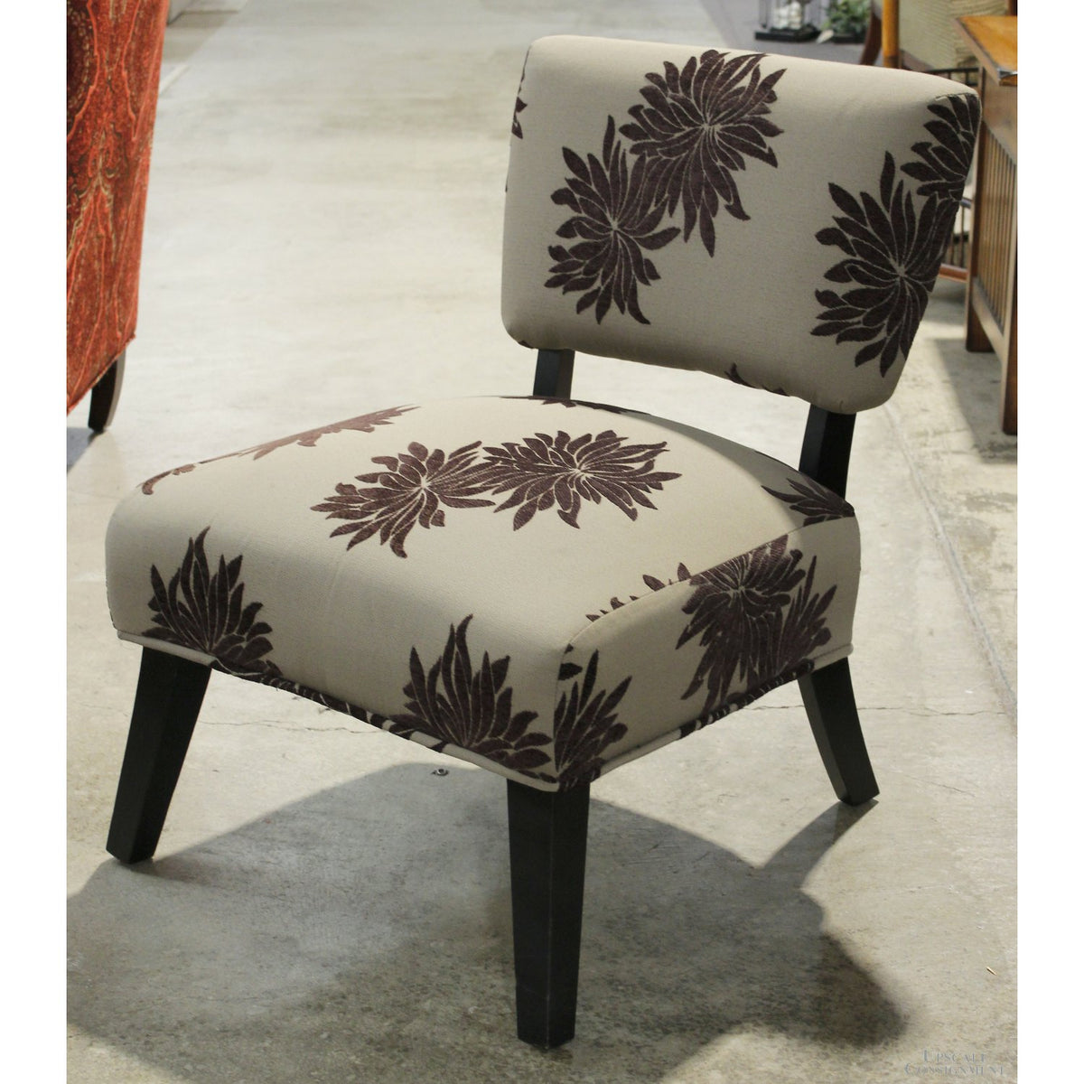 Floral Tapestry Armless Slipper Chair