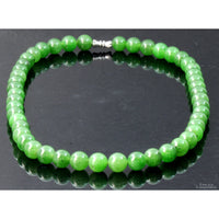 Grade A Burmese Dark Green Nephrite Jade Beaded Necklace