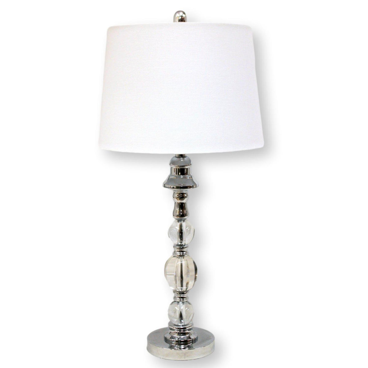 Chrome & Crystal Turned Table Lamp