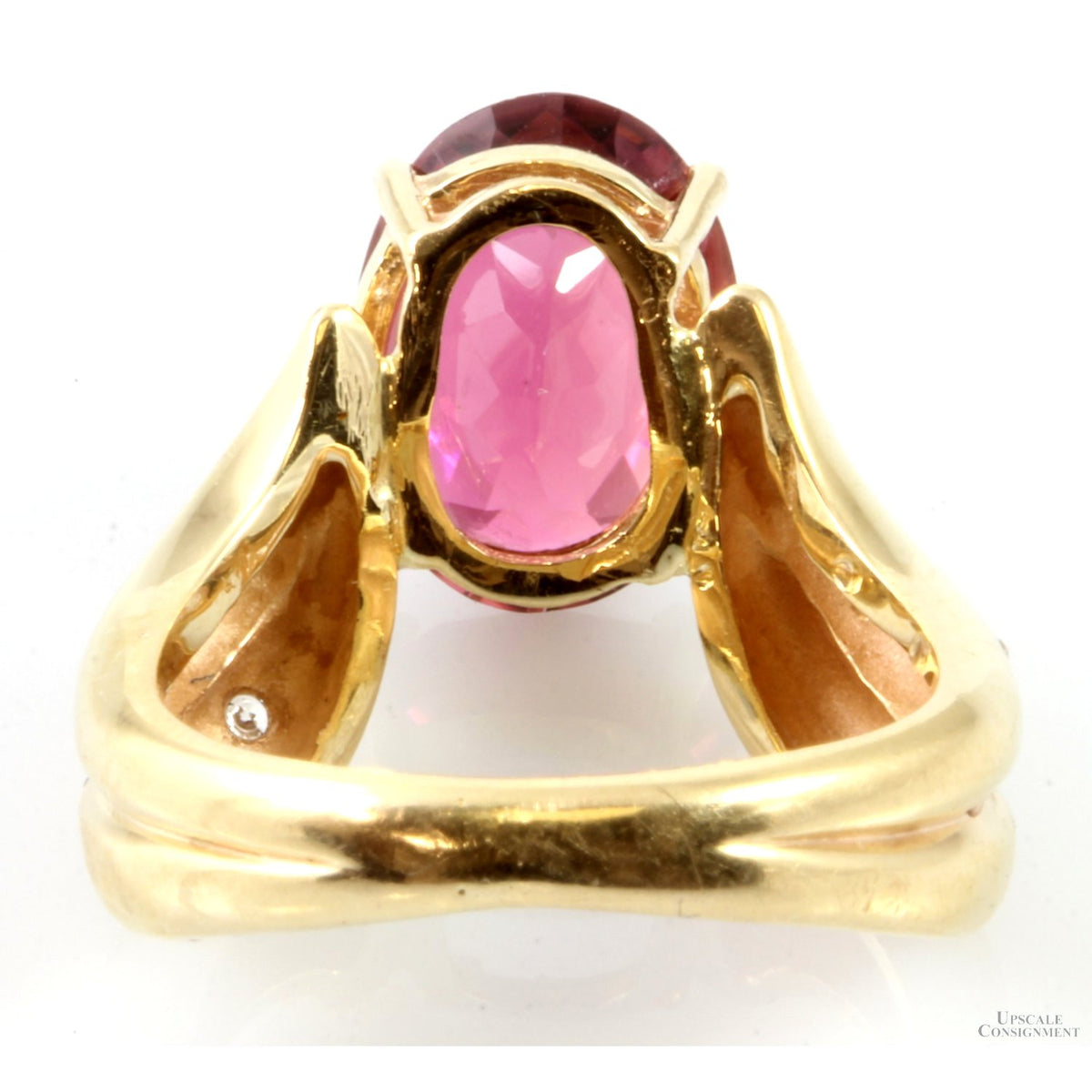 5.15ct Rubelite Tourmaline Diamond 14K Yellow Gold Ring