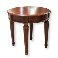 Round Patterned Veneer End Table
