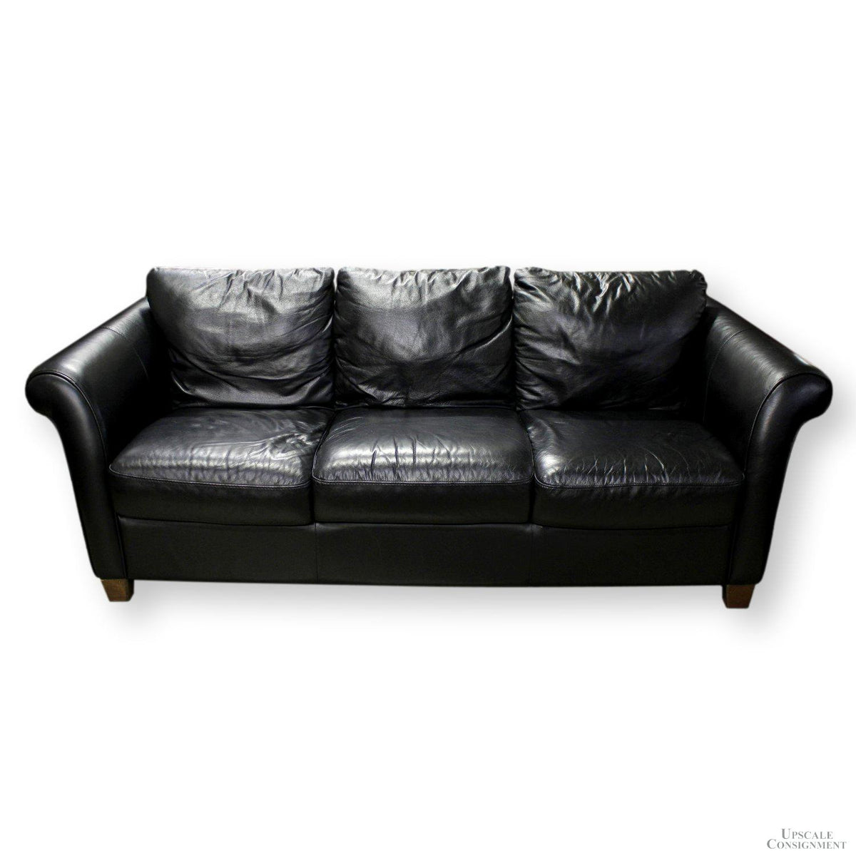 Natuzzi Italsofa Black Leather Sofa