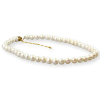 Handknotted 10mm Cultured White Pearl 14K Gold Necklace