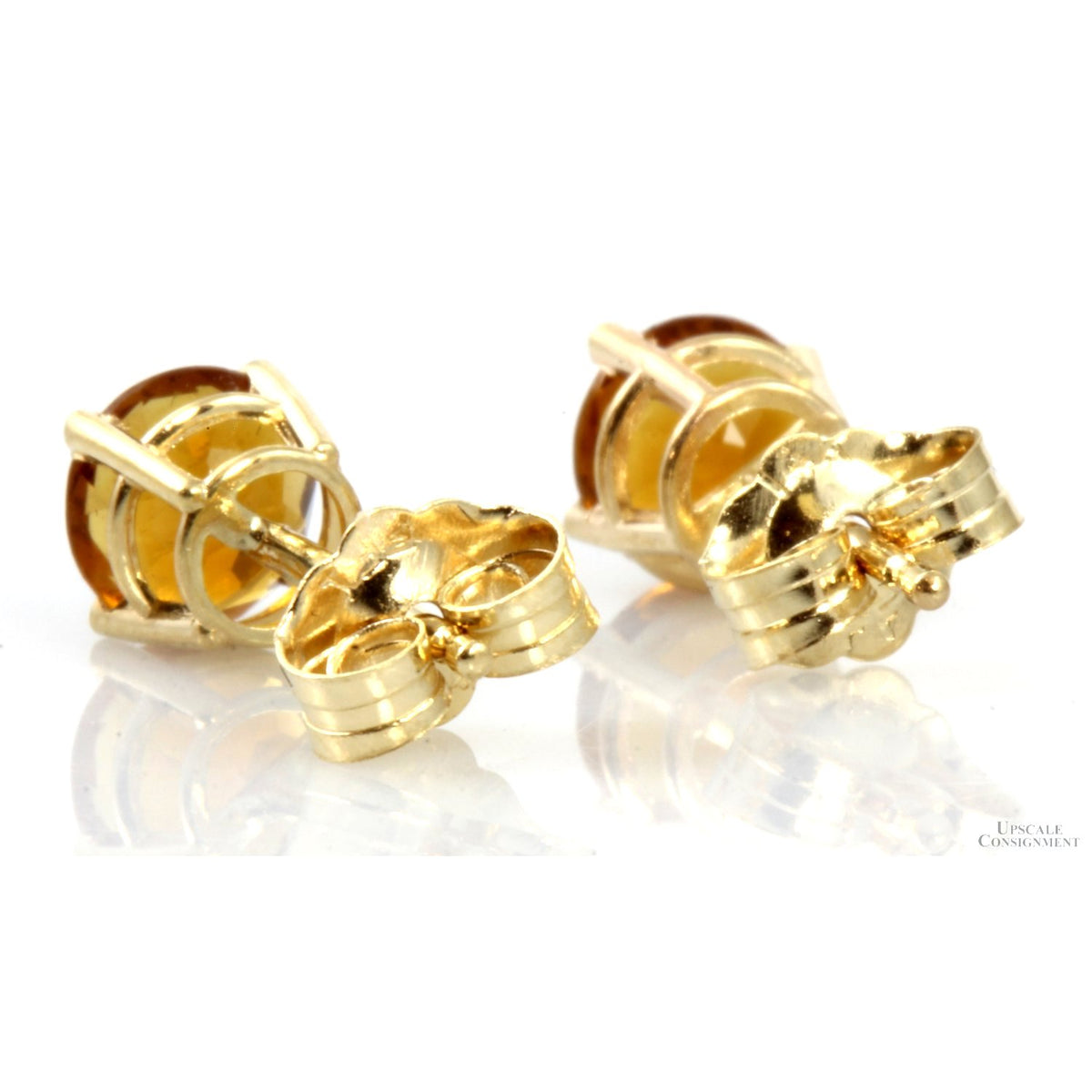 14K Yellow Gold 1.04ctw Round Citrine Gemstone Stud Earrings