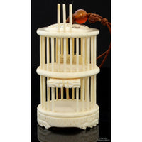 Antique Chinese Carved Bone Hanging Singing Cricket Cage