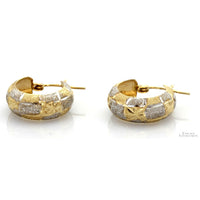 Diamond-Cut Star Design Hoop Earrings |14K Two-Tone Gold