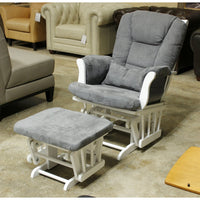 Storkcraft White & Gray Glider Chair w/Ottoman