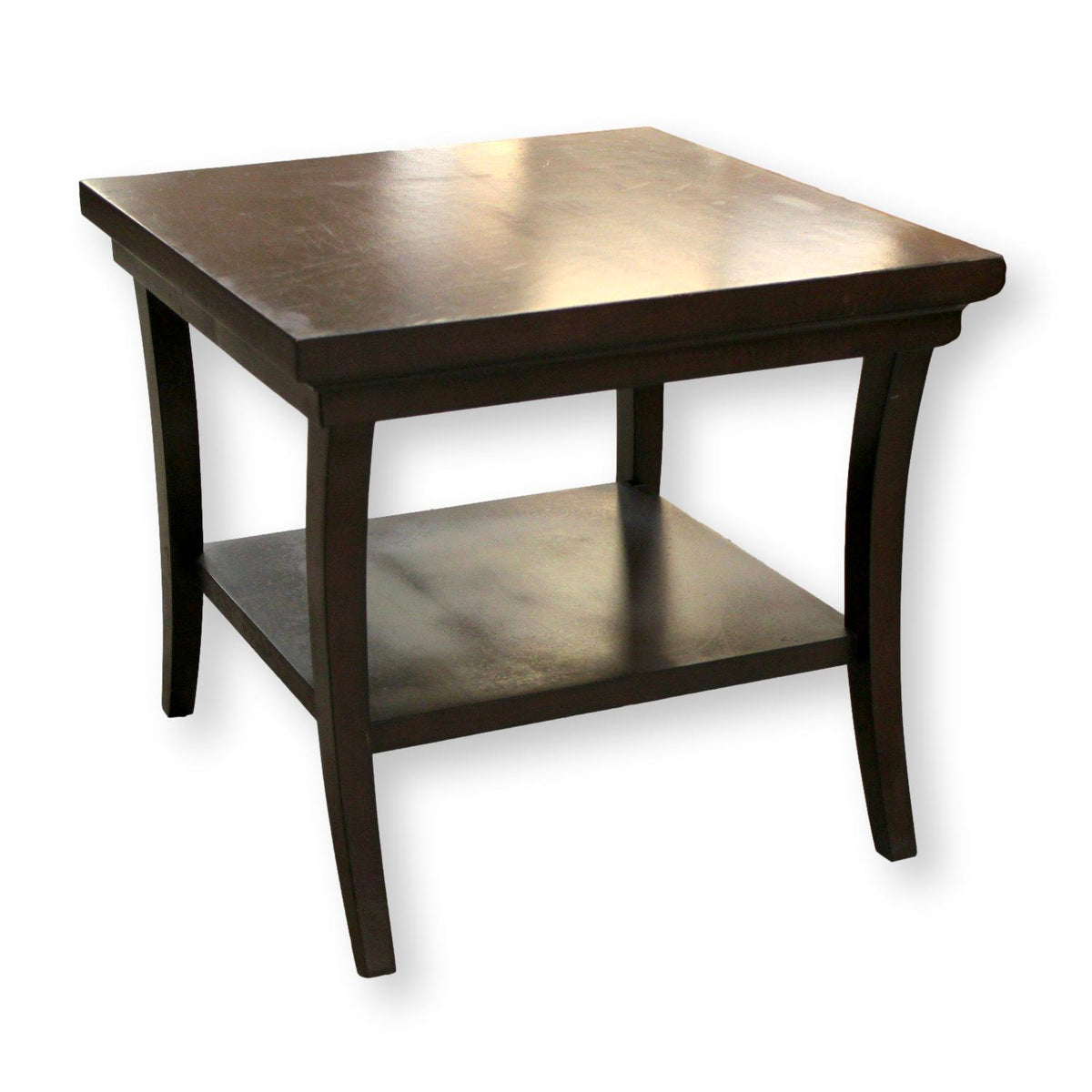 Dark Wood End Table w/Shelf
