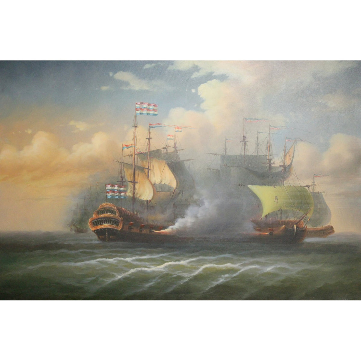 Framed Oil - Dutch Armada Battle