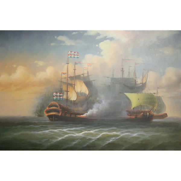 Framed Oil - Dutch Armada Battle