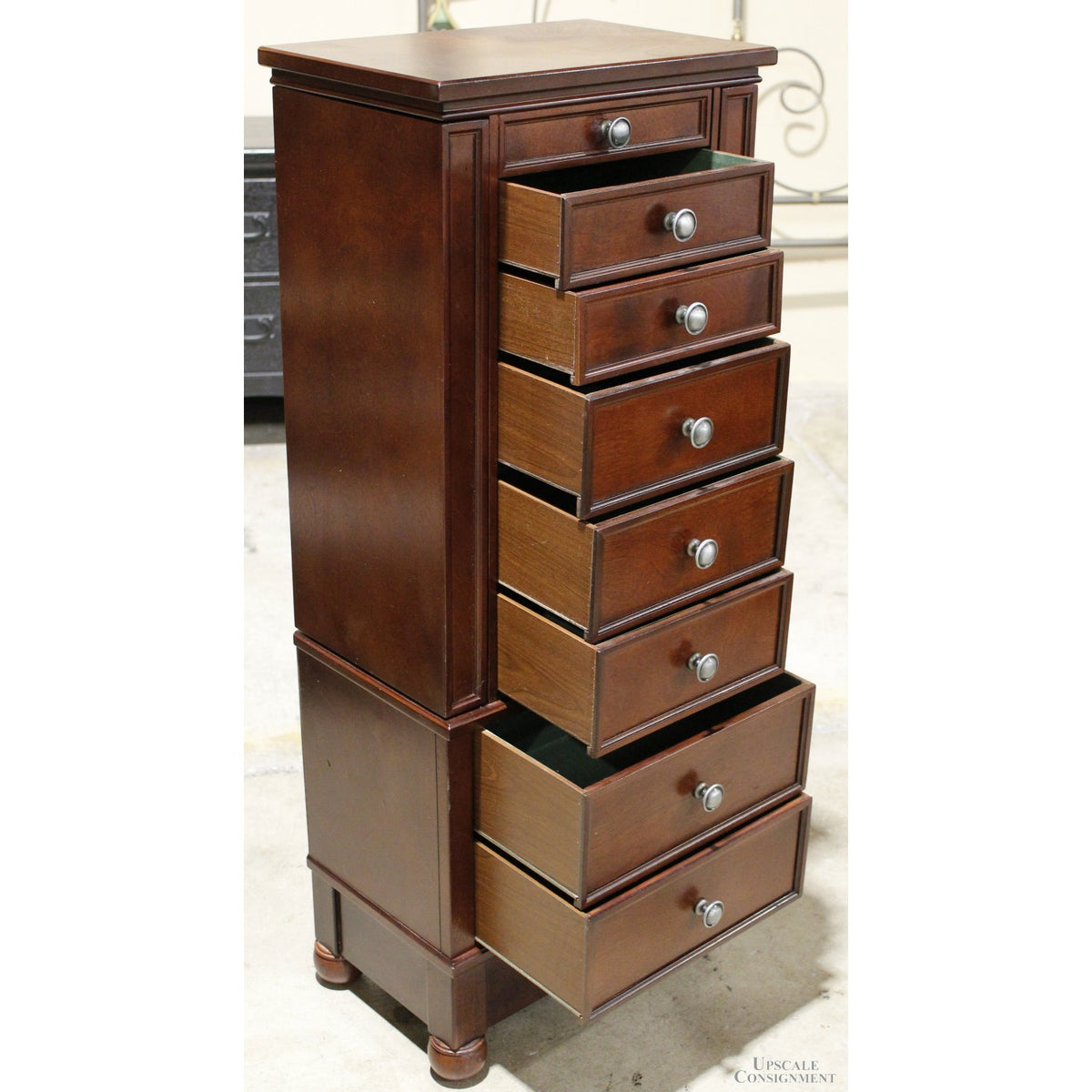 Mahogany Finish Jewelry Armoire