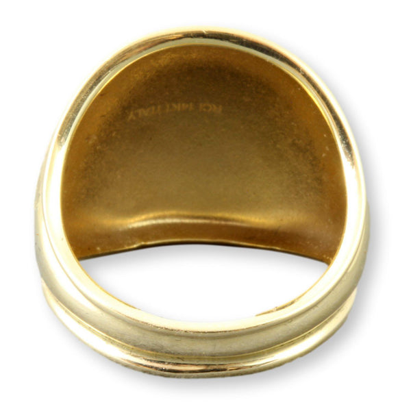 14K Two Tone Finish Yellow Gold Dome Ring