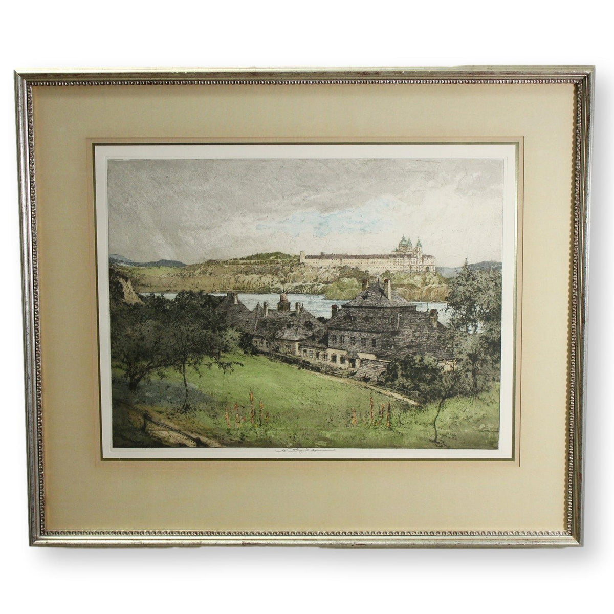 Signed Original Etching 'Monastary Of Melk At The Dunube' by Luigi Kasimir