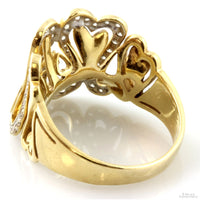 Art Nouveau Swirling Hearts 14K Gold 1.5ctw Diamond Ring