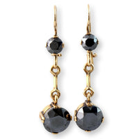 Antique 14K Gold Articulated Hematite Earrings - Circa 1900