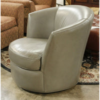 Bradington Young Gray Leather Swivel Chair