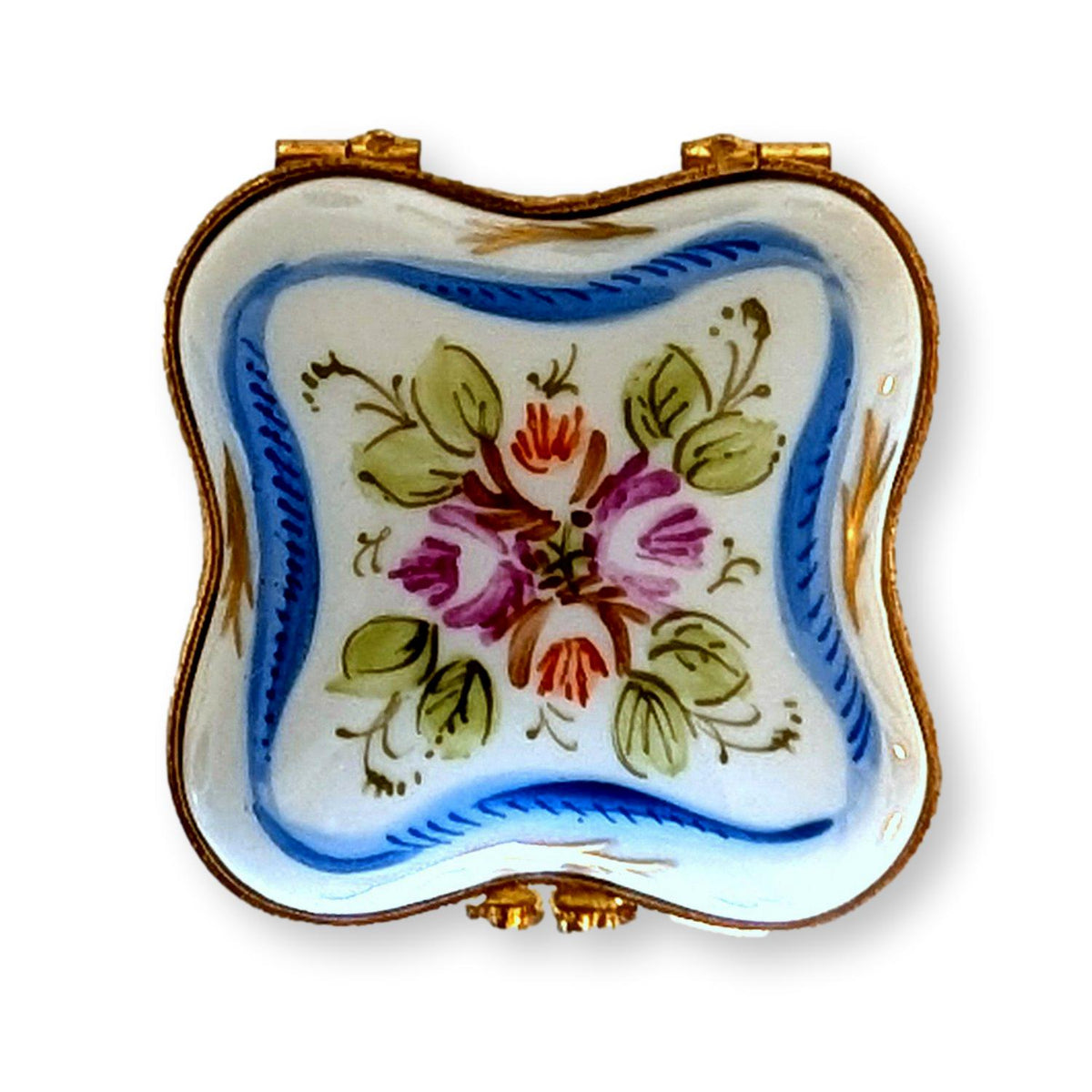 Limoges Square Hand-Painted Trinket Box