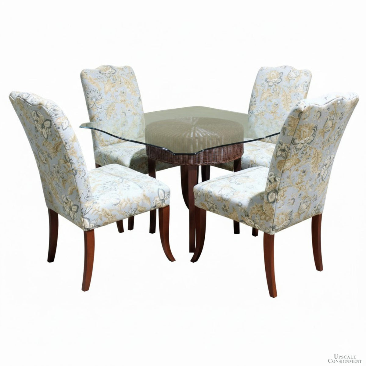 Glass Top Table w/4 Floral Print Chairs