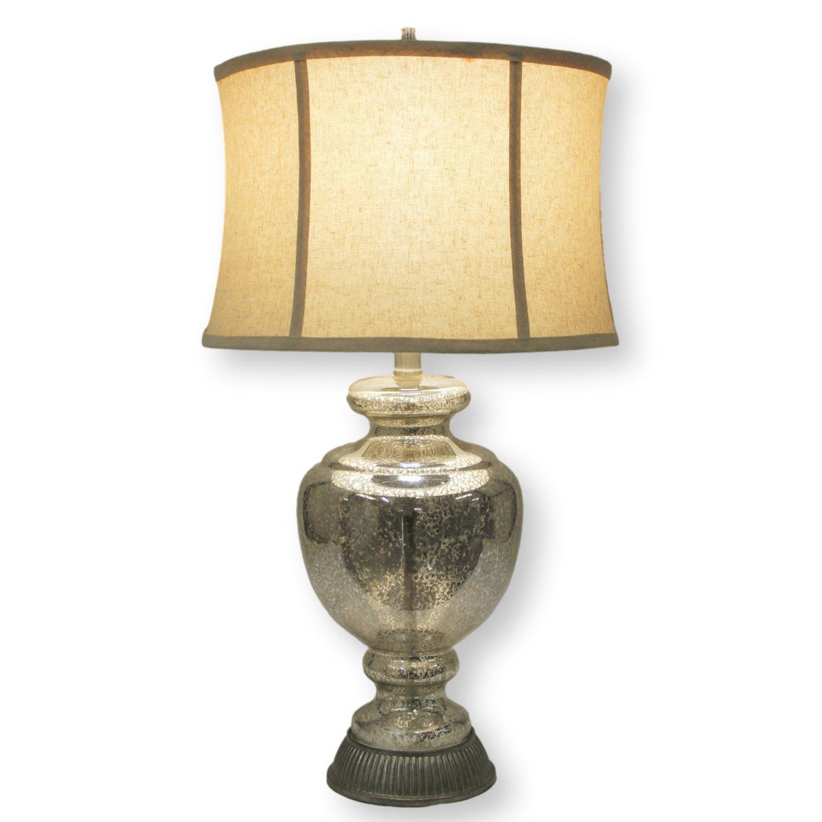 Mottled Mercury Glass Lamp w/Linen Shade