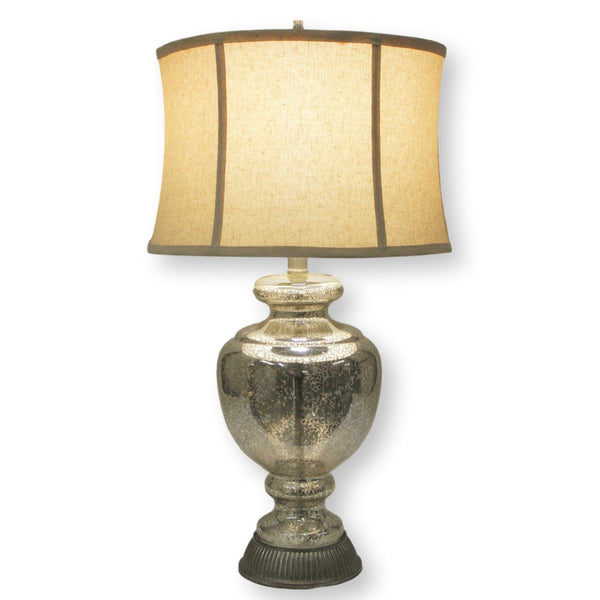 Mottled Mercury Glass Lamp w/Linen Shade