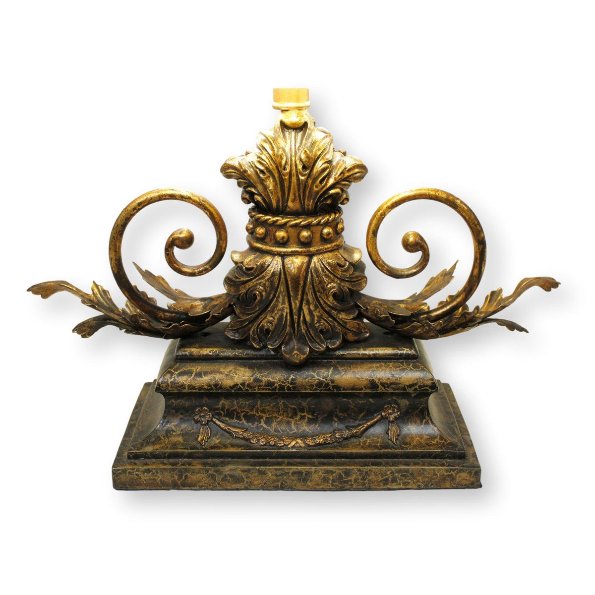 Antique Gold-Tone Acanthus Leaves Table Lamp