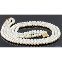 Handknotted 6mm Ivory Pearl Three-Strand 14K Clasp
